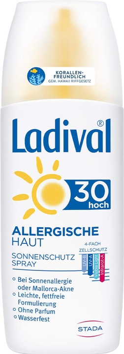 Image du produit Ladival Peau allergique FPS 30 Spray de protection solaire, solution de 150 ml (Spray solaire, SPF 30, 150 ml)