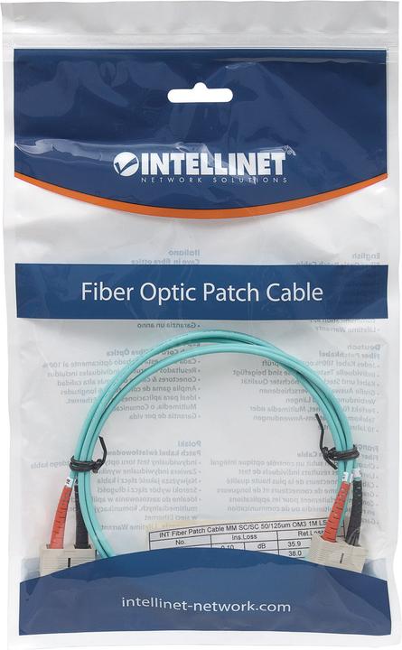 Produktbild Intellinet LWL Anschlusskabel SC/SC Multimode OM3 aqua (LSOH, CAT6, 1 m)