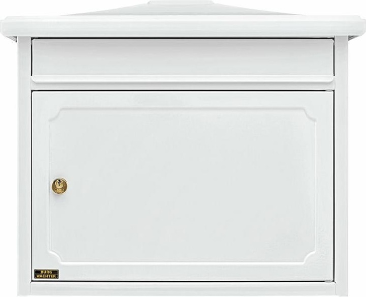 Produktbild Burg Wächter Briefkasten Stahl verzinkt BxHxT 345/410/205 mm Kopenhagen 882 weiss mit Klappe
