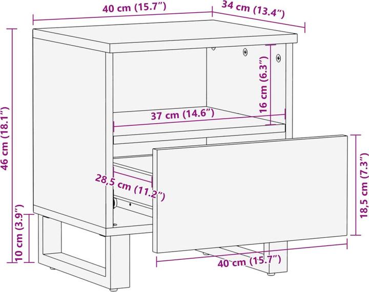 Immagine prodotto vidaXL Nachttisch (40 x 34 x 46 cm)