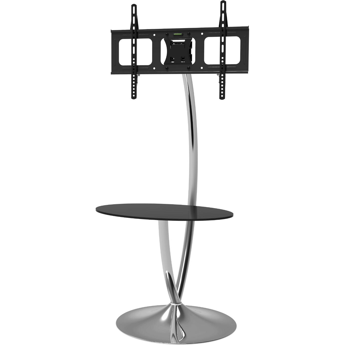 Techly TV LED/LCD Standfuss m. runder Basis und Ablage (70", 68 kg), TV Ständer, Schwarz, Silber