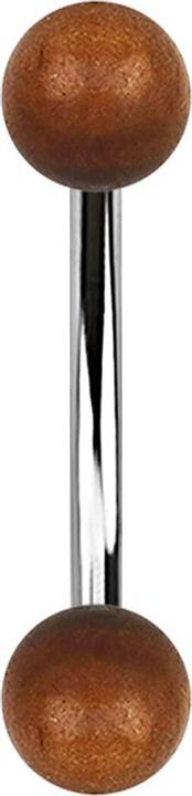 Image du produit Star Piercing Banane argentée avec deux boules en bois Sawo (sans laiton, Organique, Acier chirurgical 316L)