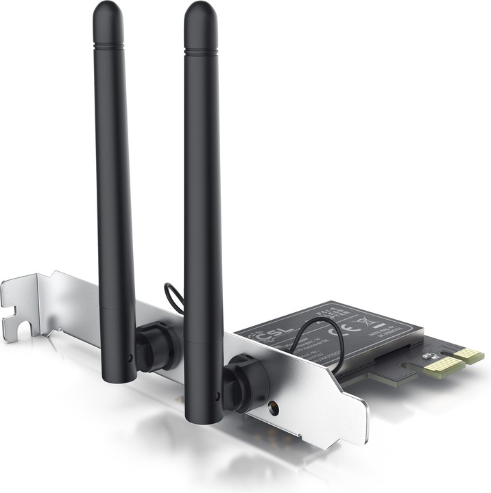 Produktbild CSL WLAN Netzwerkkarte 2,4 Ghz PCIe, 300 Mbit/s WiFi Adapter Karte mit 2x Externen Antennen (Mini PCI Express)