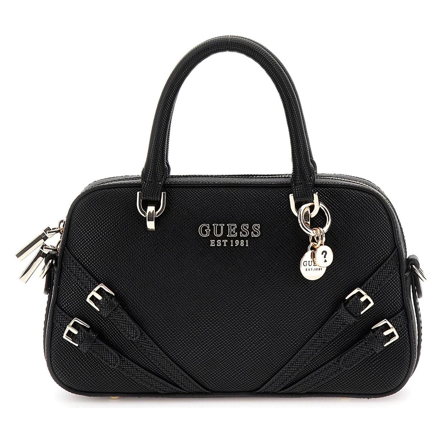 Guess, Damen, Handtasche, Bramina Small Satchel, Schwarz