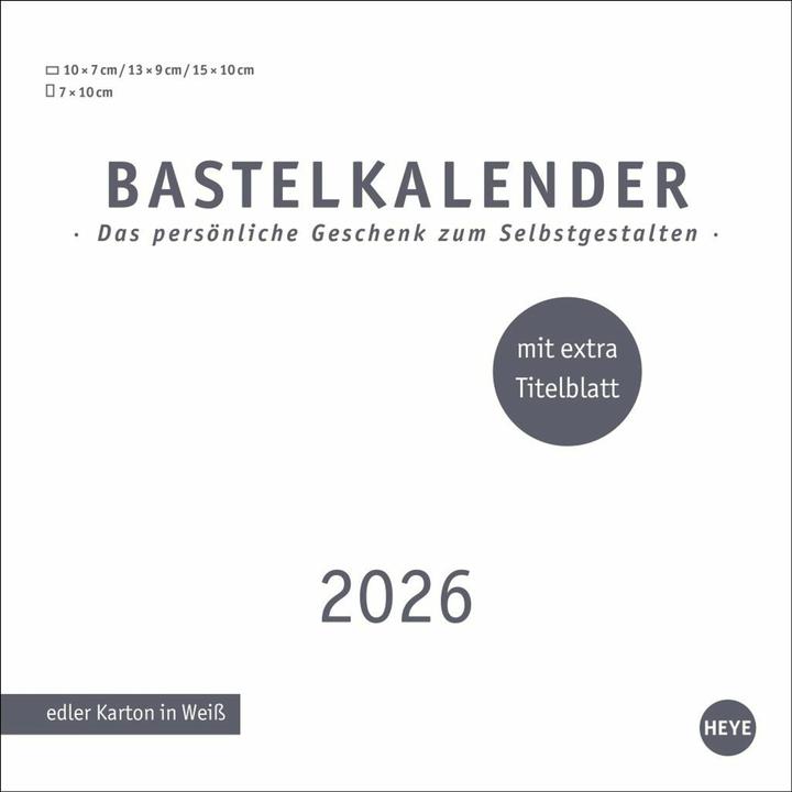 Premium-Bastelkalender weiss klein 2026 (Couverture rigide, Allemand)