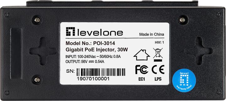 Produktbild LevelOne FE PoE-Injektor Adapter POI-3014 PoE (802.3af (PoE), 30 W)