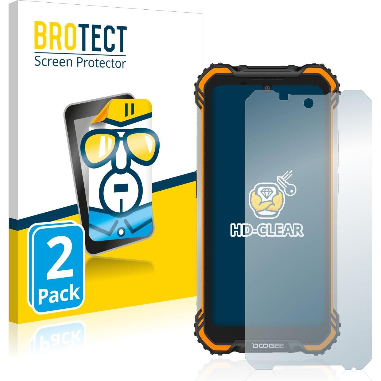 BROTECT Pellicola Trasparente (2 pz., Doogee S58 Pro), Pellicola protettiva smartphone, Trasparente