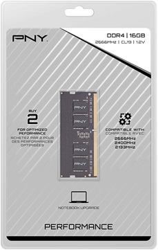 Produktbild PNY SO DDR4 PC 2666 CL19 non ECC (1 x 16GB, 2666 MHz, DDR4-RAM, SO-DIMM)