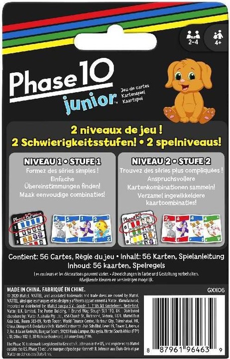 Actual product image Mattel Games Phase 10 Junior (Multilingual)
