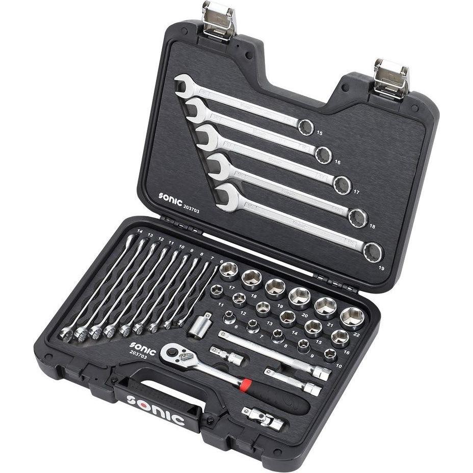 Jakks Pacific, Chiave a bussola + esagonale, Sonic 203703 Steckschlüsselsatz mit Ratsche 3/8" 37 Stück