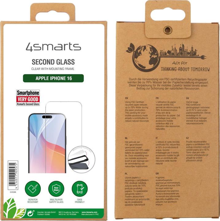 Productafbeelding 4smarts Second Glass (1 Pcs., Apple iPhone 16)