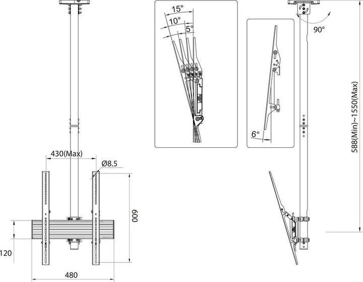 Actual product image Multibrackets Ceiling mount 1x, 40"-70", VESA 100x100 - 400x