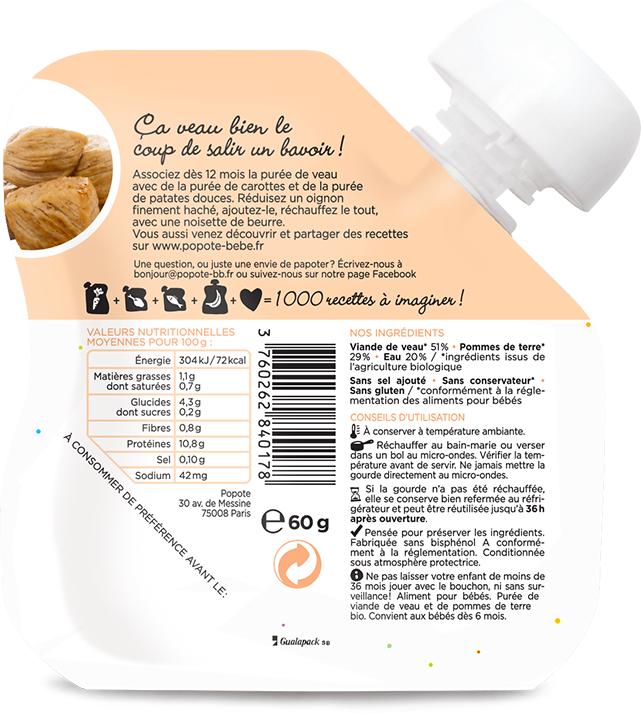 Actual product image Popote Quetschie Kalb BIO (60 g)