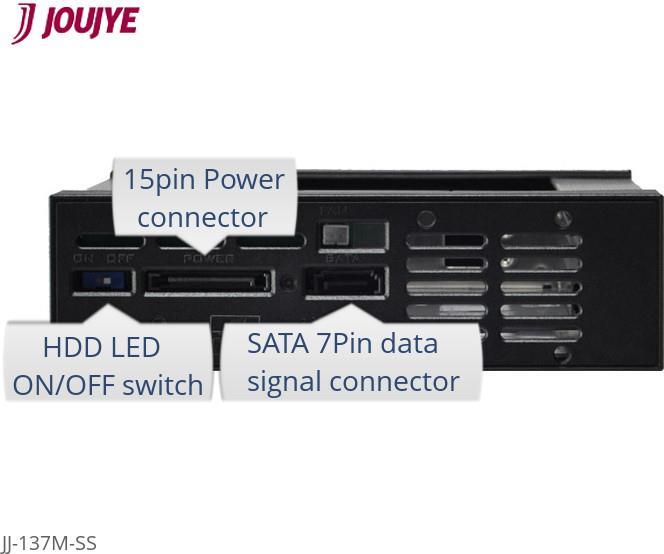 Productafbeelding JJ Computer JOUJYE JJ-137M-SS SATA/SAS 13,3cm 5,25inch zwart voor 8,9cm 3,5inch HDD 7pin SATA Connector (3.5")