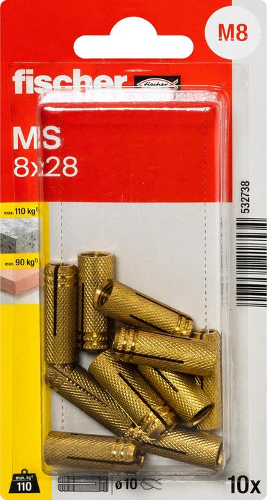 Actual product image Fischer Brass dowel MS 8x28 K (10 pcs.)