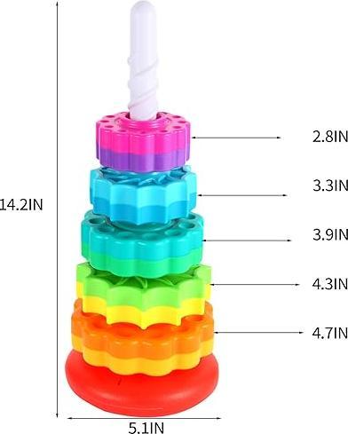 Immagine prodotto Activity Board Giocattoli rotanti impilabili - Torre Arcobaleno, giocattolo rotante impilabile per bambini
