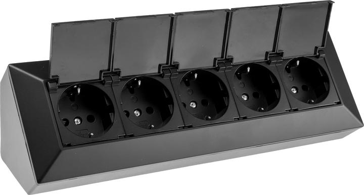 Produktbild Chilitec Steckdosenblock 23943, 5-fach, mit Schutzklappen, 250V/16A, schwarz (5x, CEE 16/3)