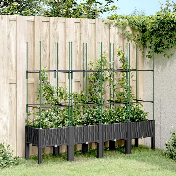 Image du produit vidaXL Bac à plantes avec treillis PP