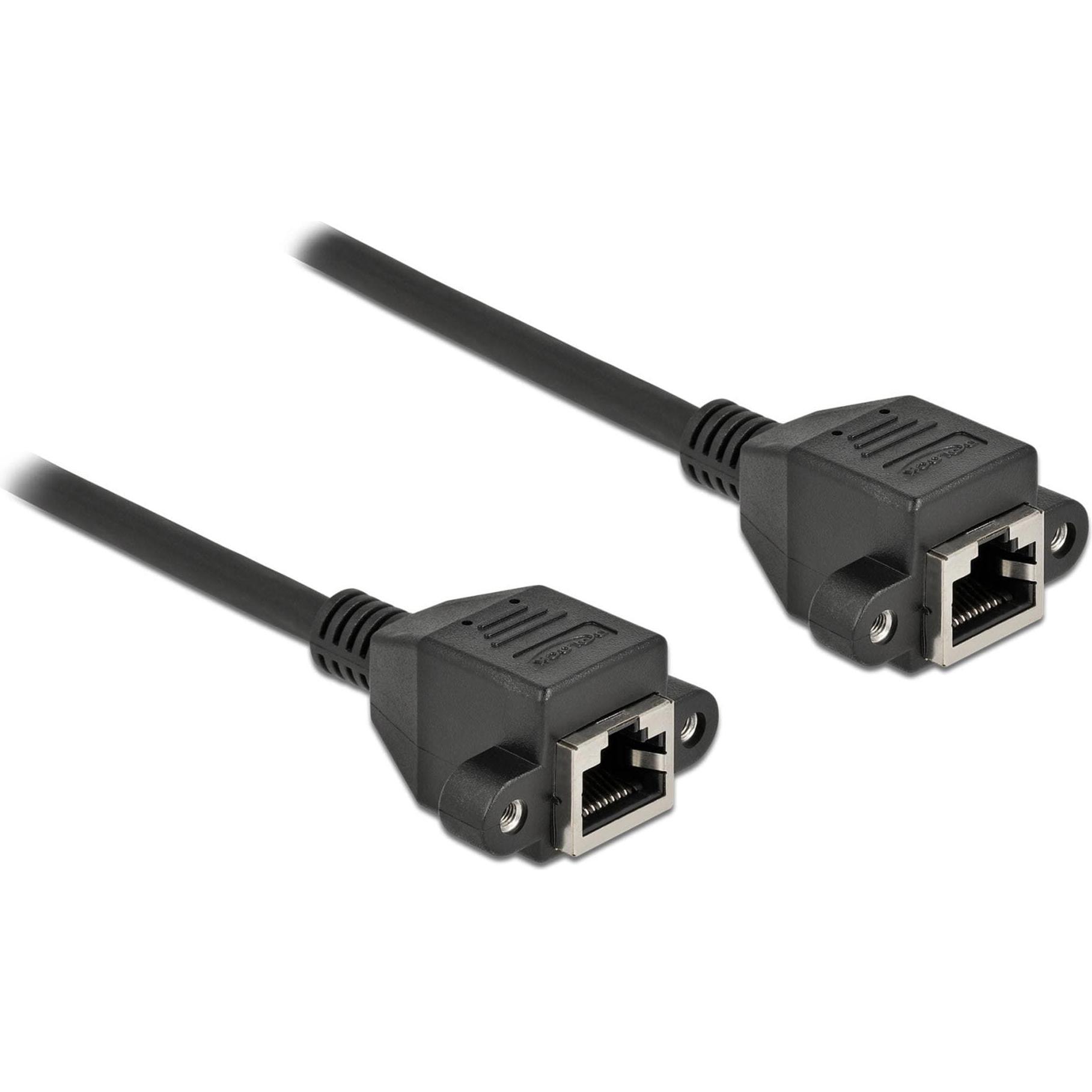 Delock Netzwerk Verlängerungskabel S/FTP RJ45 Buchse zu RJ45 Buchse Cat.6A 25 cm schwarz (S/FTP, CAT6a, 0.25 m), Netzwer...