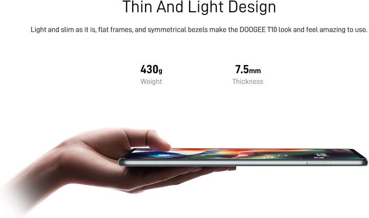 Actual product image Doogee T10 NL 10.1inch IPS FHD Wifi 4G 128GB ROM 8+7GB RAM 8300mAh Android 12 Blauw (4G, 10.10", 128 GB, Blue)