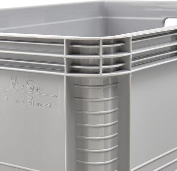 Actual product image keeeper Storage box ""robert"", 45 litres, nordic-grey load capacity: 30 kg, food-safe, acid- and (40 x 60 x 22 cm, 45 l)