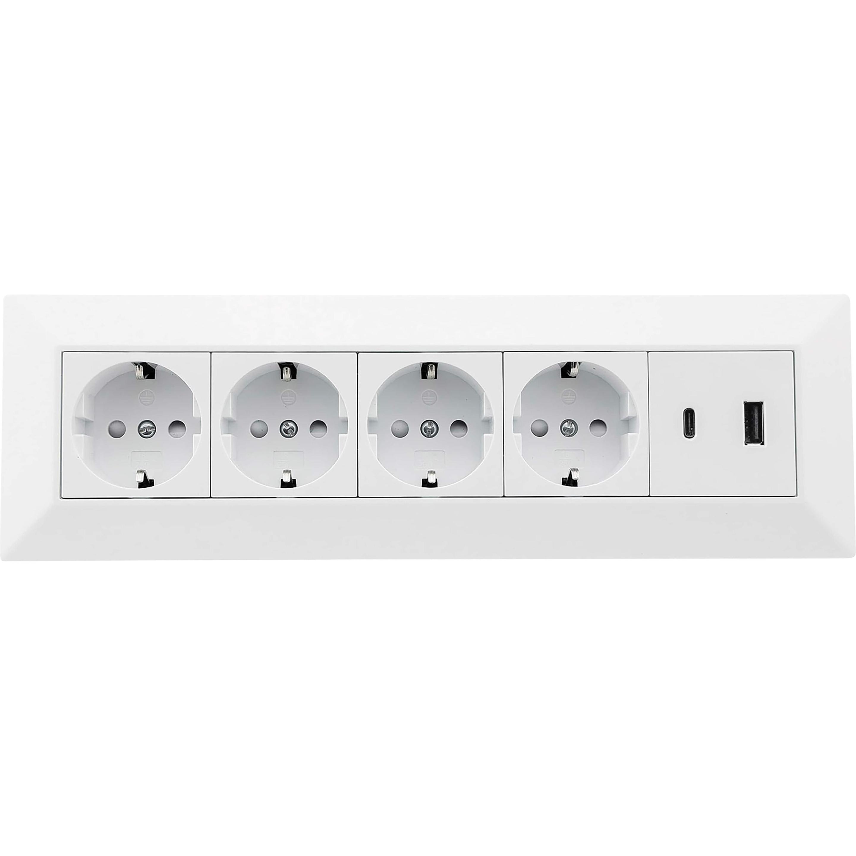 Thumbnail - Chilitec, Steckdosenleiste, Steckdosenblock 23788, 4-fach, USB-A+C, 250V/16A, weiss (4 x)