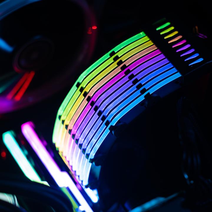 Actual product image Jonsbo DY-1 ARGB lighting for mainboard power cable (RGB)