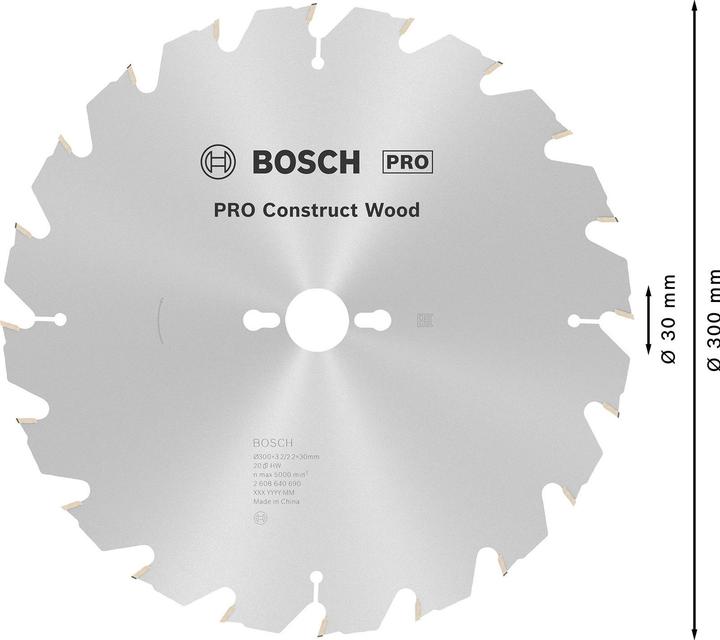 Produktbild Bosch Professional Zubehör PRO Construct Wood Kreissägeblatt, 300 x 3,2 x 30 mm