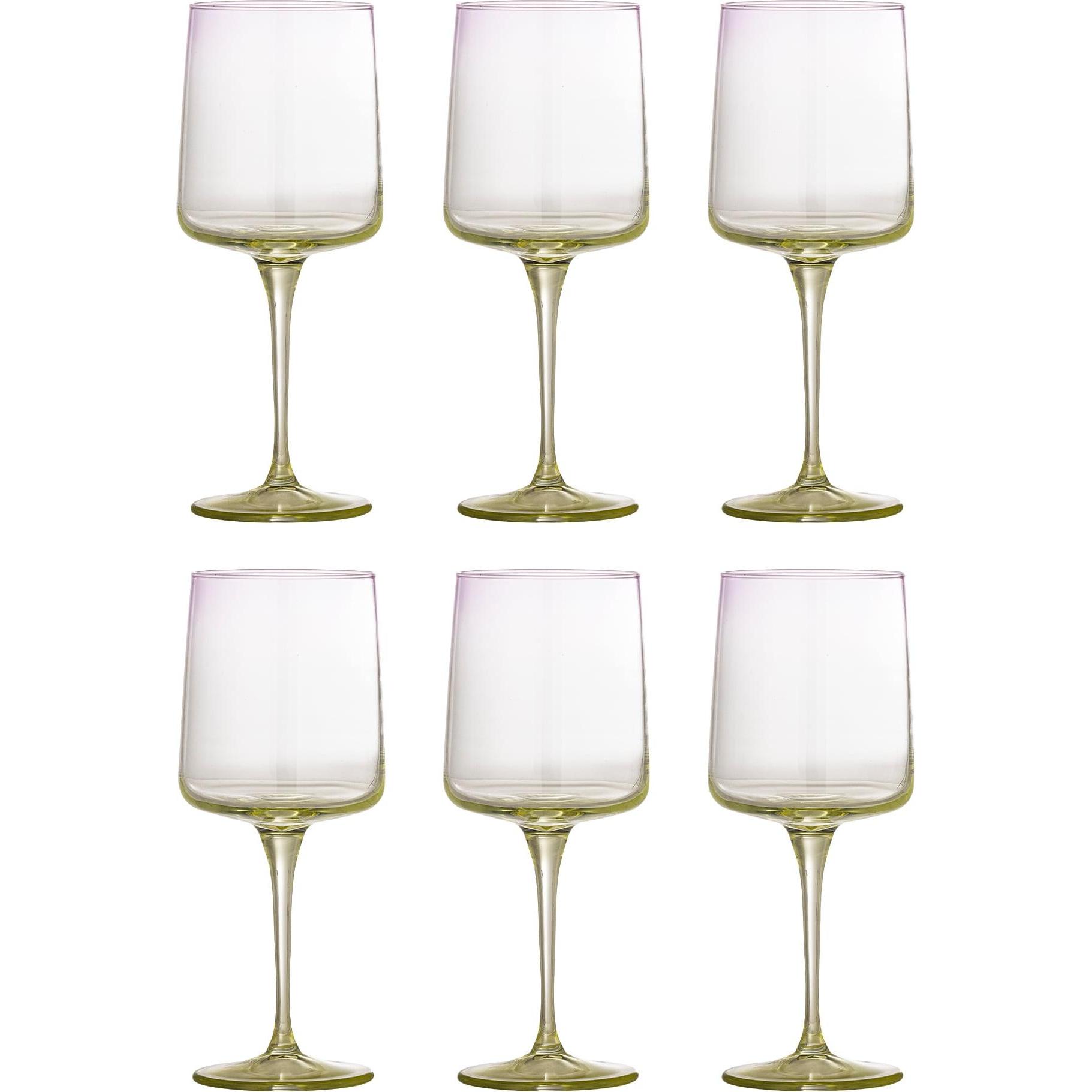 Bloomingville - Luciana Wine Glass - Purple, Calice da vino, Oro, Verde, Viola, Trasparente