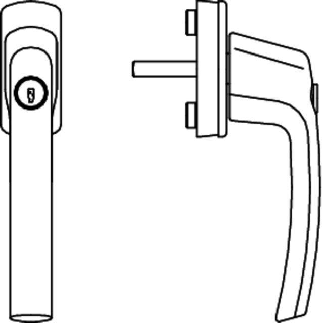 Actual product image Maco HARMONY window handle - locking cylinder, VK 7x35 mm, silver anodised aluminium