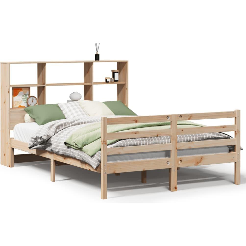 VidaXL, Bett, Massivholzbett Holzbett Bett mit Regal ohne Matratze 150x200cm Kiefer (150 x 200 cm)