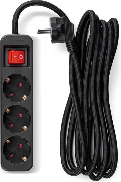 Immagine prodotto Fuj Tek 3-piece extension cord, 3m, braided, black (3 m)