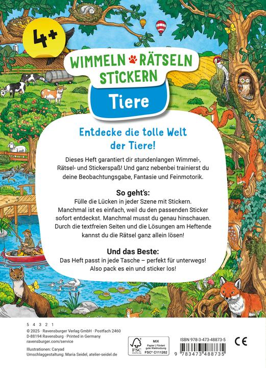 Actual product image Ravensburger Wimmeln, Rätseln, Stickern: Tiere