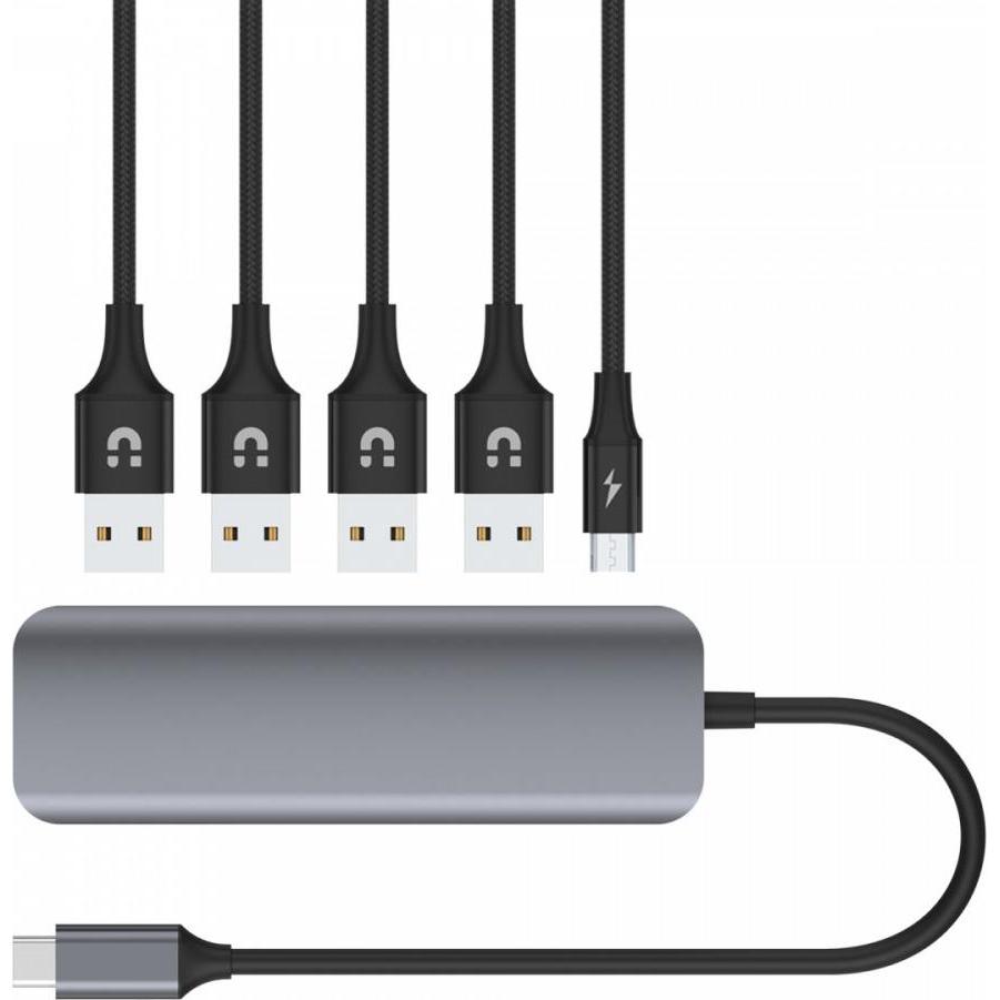 Thumbnail - Unitek P5+ USB 3.2 Gen 1 (3.1 Gen 1) Type-A (USB-C, 5 Ports), Dockingstation + USB Hub, Grau