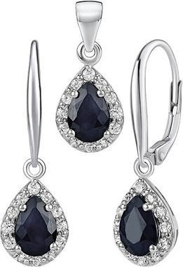 Silvego Eureka Silver Jewelry Set with Genuine Dark Topaz JJJ1393SBT (Pendant. Earrings)