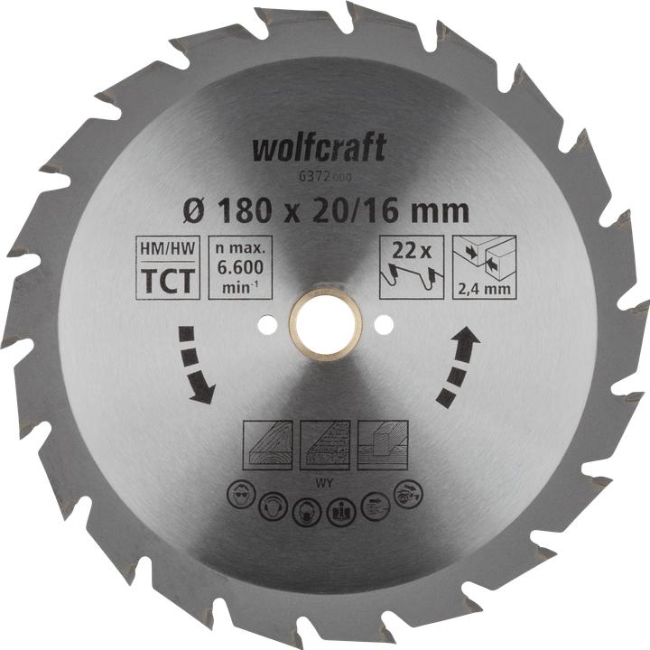 Produktbild wolfcraft 1 Kreissägeblatt HM, 22 Zähne ø180mm