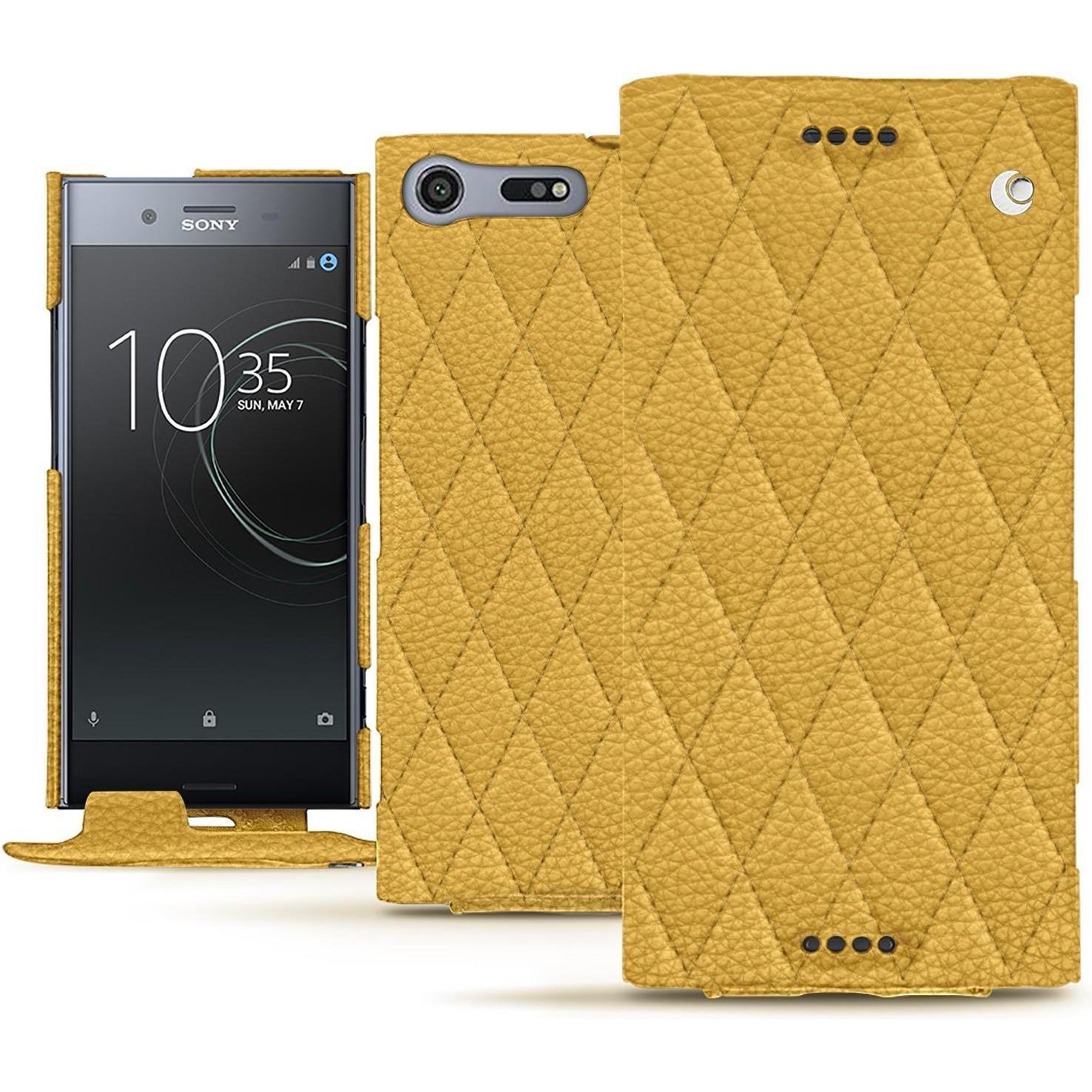 Noreve Lederschutzhülle vertikal (Sony Xperia XZ Premium), Smartphone Hülle, Orange