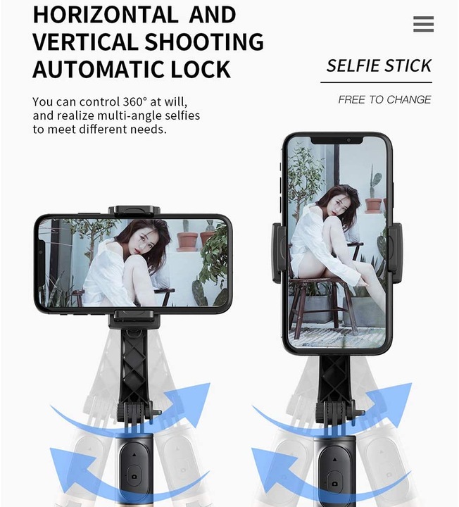Image du produit PhoneLook Selfie Stick Tripod 3 en 1 L08, stabilisation Gimbal, trépied avec télécommande