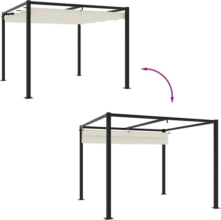 Produktbild vidaXL Gartenpavillon mit Ausziehbarem Dach Creme 3x3 m Stahl Pavillon (295.50 cm, 295.50 cm)