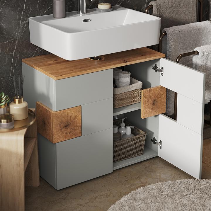 Produktbild Vicco Waschbeckenunterschrank Eden, Grau/Artisan, 73.1 x 64 cm (73.10 x 37 x 64 cm)