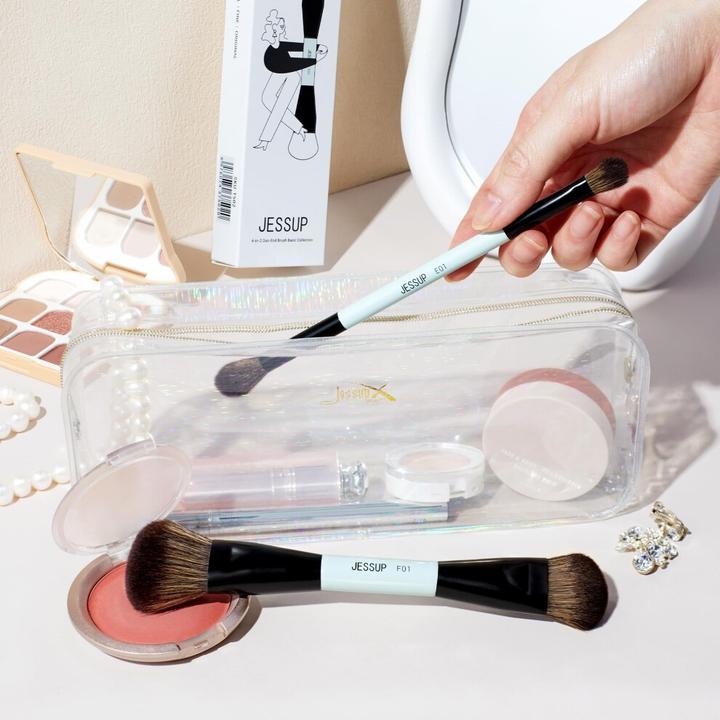 Actual product image Jessup Makeup Brush Set Double Ended Brushes for Foundation Contour Dual Eye Blending Multi-function (Foundation)