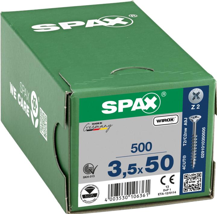 Actual product image Spax Countersunk Multi Head Cross Recess Z2 Partial Thread Wirox (500 Screws per piece)