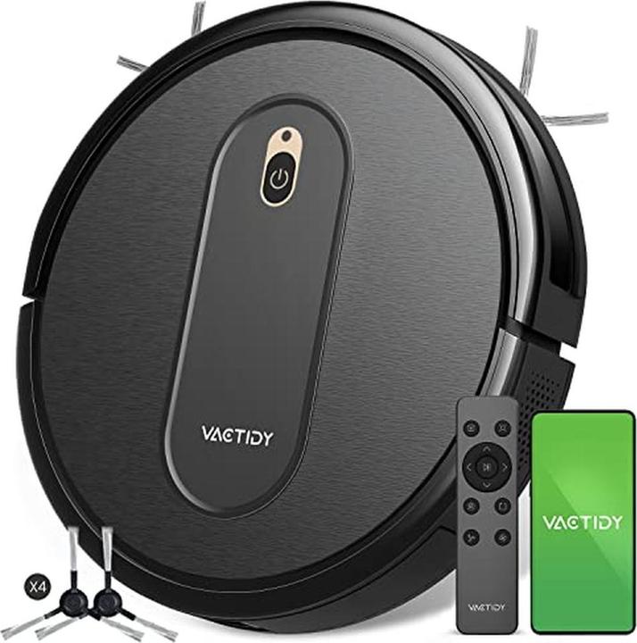Vactidy Aspirapolvere robot con 2800 Pa, 120 min autonomia, comando vocale, per peli animali e tappeti (Robot vacuum)