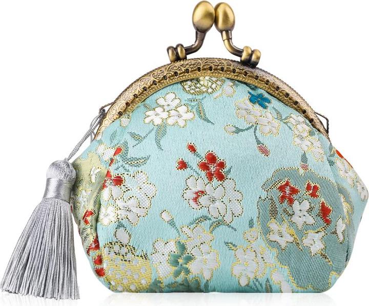 Only-Bags.Store Floral Coin Purse Wallet mit Clipverschluss Klickverschluss