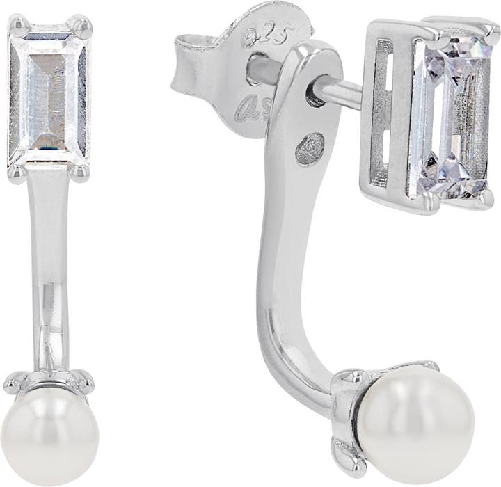 Immagine prodotto S.Oliver Ohrschmuck für Damen, 925 Sterling Silber, Zirkonia synth., Muschelkernperle (Argento 925)