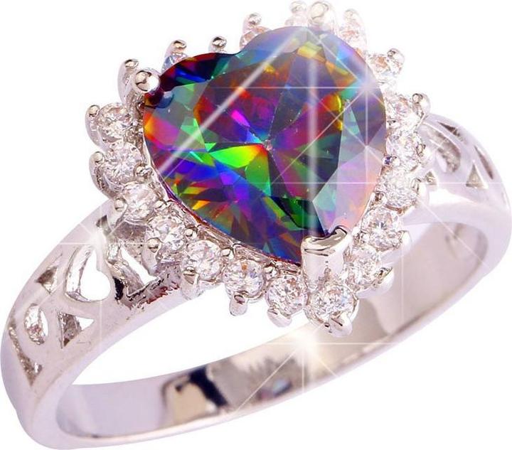 Immagine prodotto Hermex Anello placcato argento con zaffiro arcobaleno - misura 57 / misura 8 (8, 925 Argento)