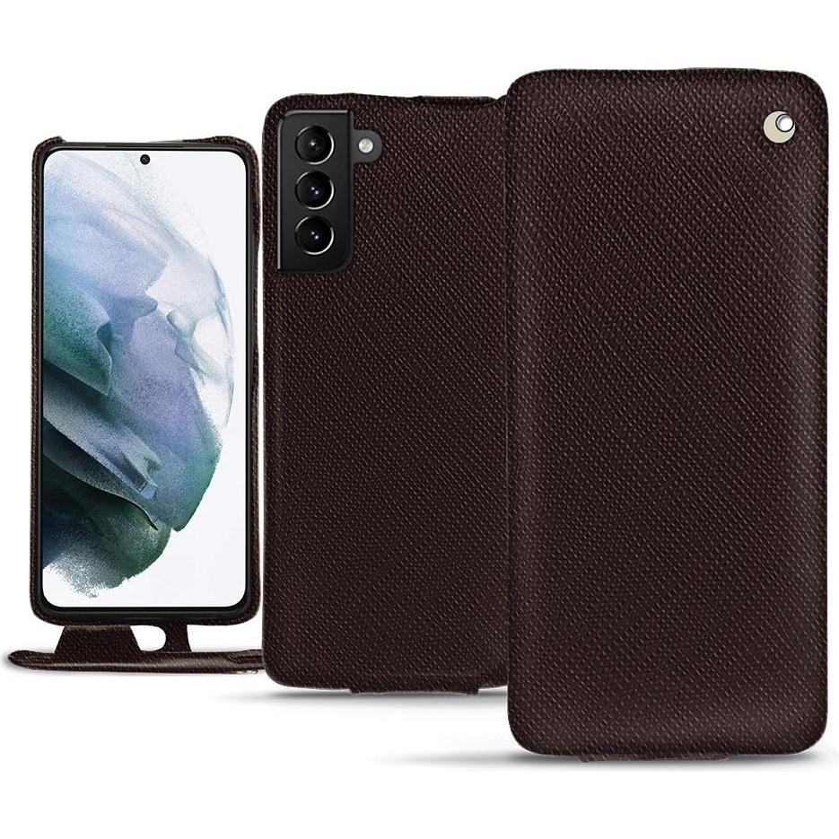 Noreve Lederschutzhülle vertikal (Samsung Galaxy S21+), Smartphone Hülle, Braun