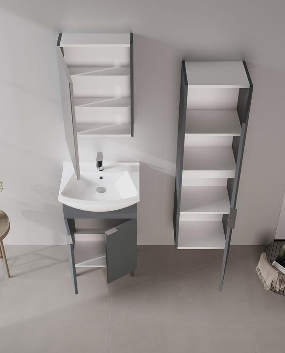 Produktbild Homitis Purus 55 Bathroom Cabinet With Sink & Mirror Set (2 Pieces)