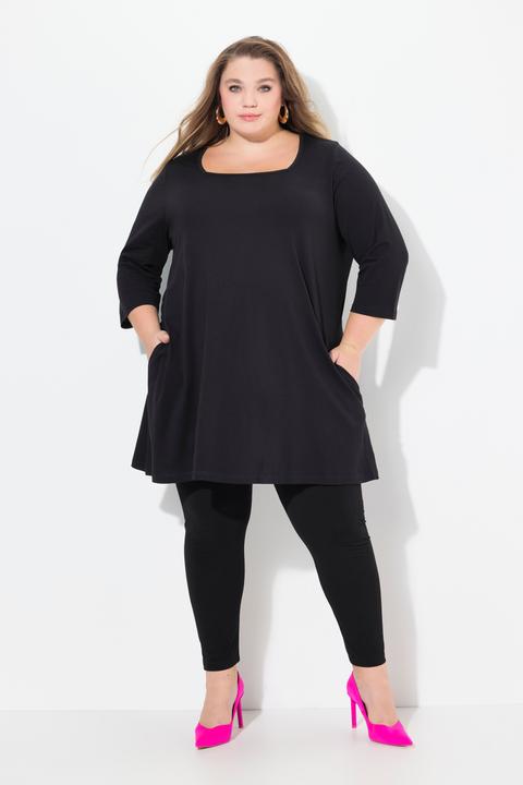 Actual product image Ulla Popken Square Neckline Knit Swing A-line Pocket Tunic (46, 48)
