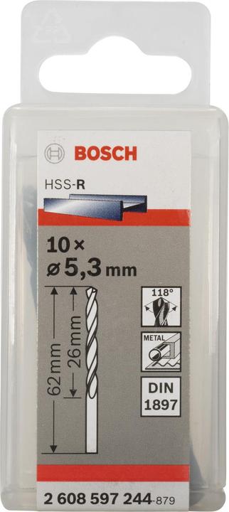 Image du produit Bosch Professional Zubehör Forets pour carrosserie HSS-R, DIN 1897, 5,3 x 26 x 66 mm, paquet de 10 (5,3 mm)